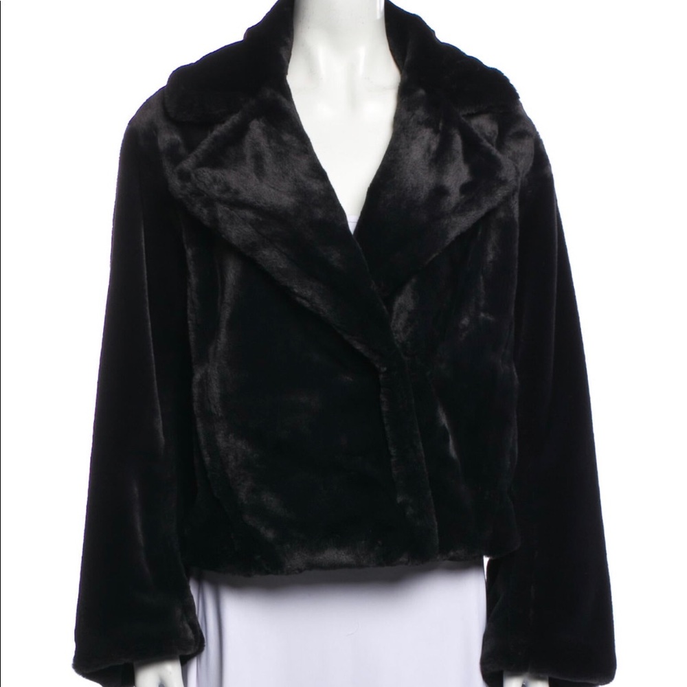Vince womens faux fur black/blue coat size M
